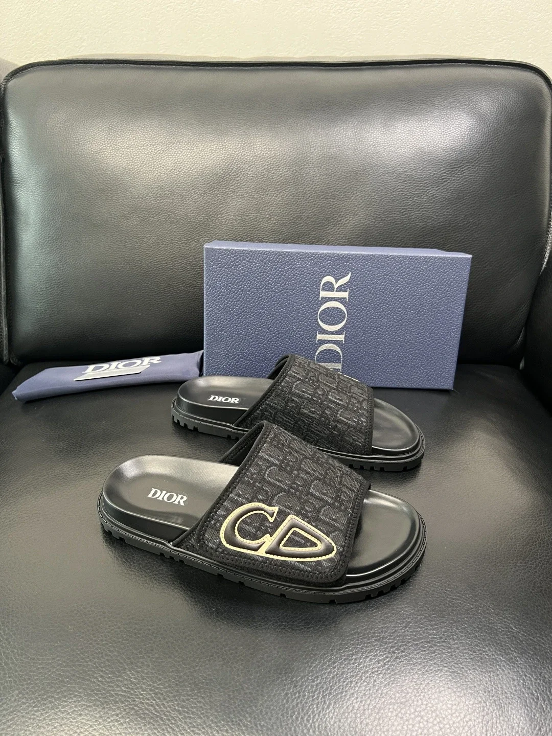 Dior CD Black Slides