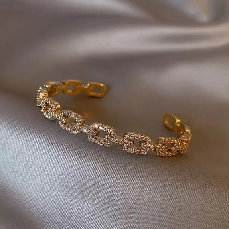 Silver T Bar Crystal Encrusted Bangle Bracelet
