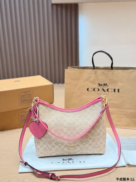Coach Tabby Mini Hobo Bag Beige with Pink Trim Shoulder Bag - 1