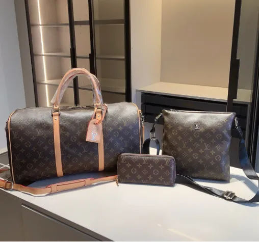 Louis Vuitton Monogram Canvas Keepall Bandoulière 50 + Pochette Métis + Petit Sac Plat Crossbody Bag Set Travel Bags - 1