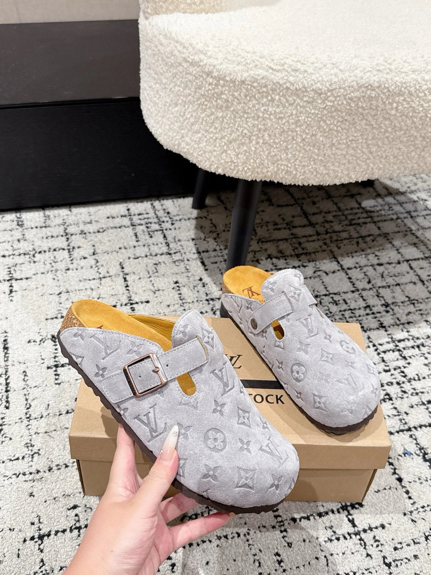 Louis Vuitton Grey Slippers