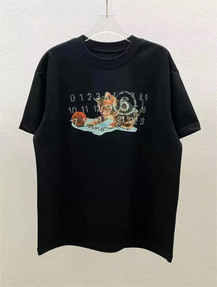 Black Graphic Cat Print Oversized T-Shirt