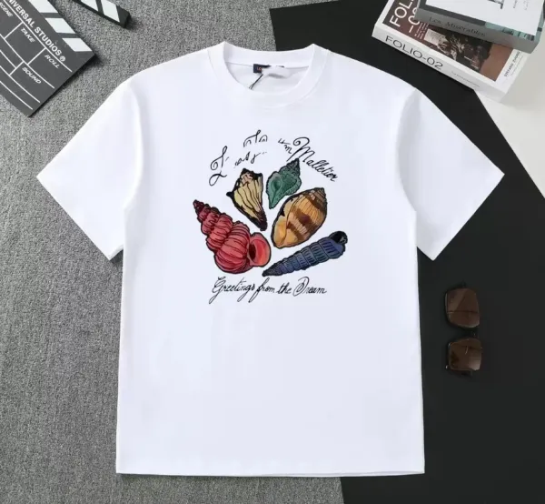 Design Seashell Print Graphic T-Shirt White - 1