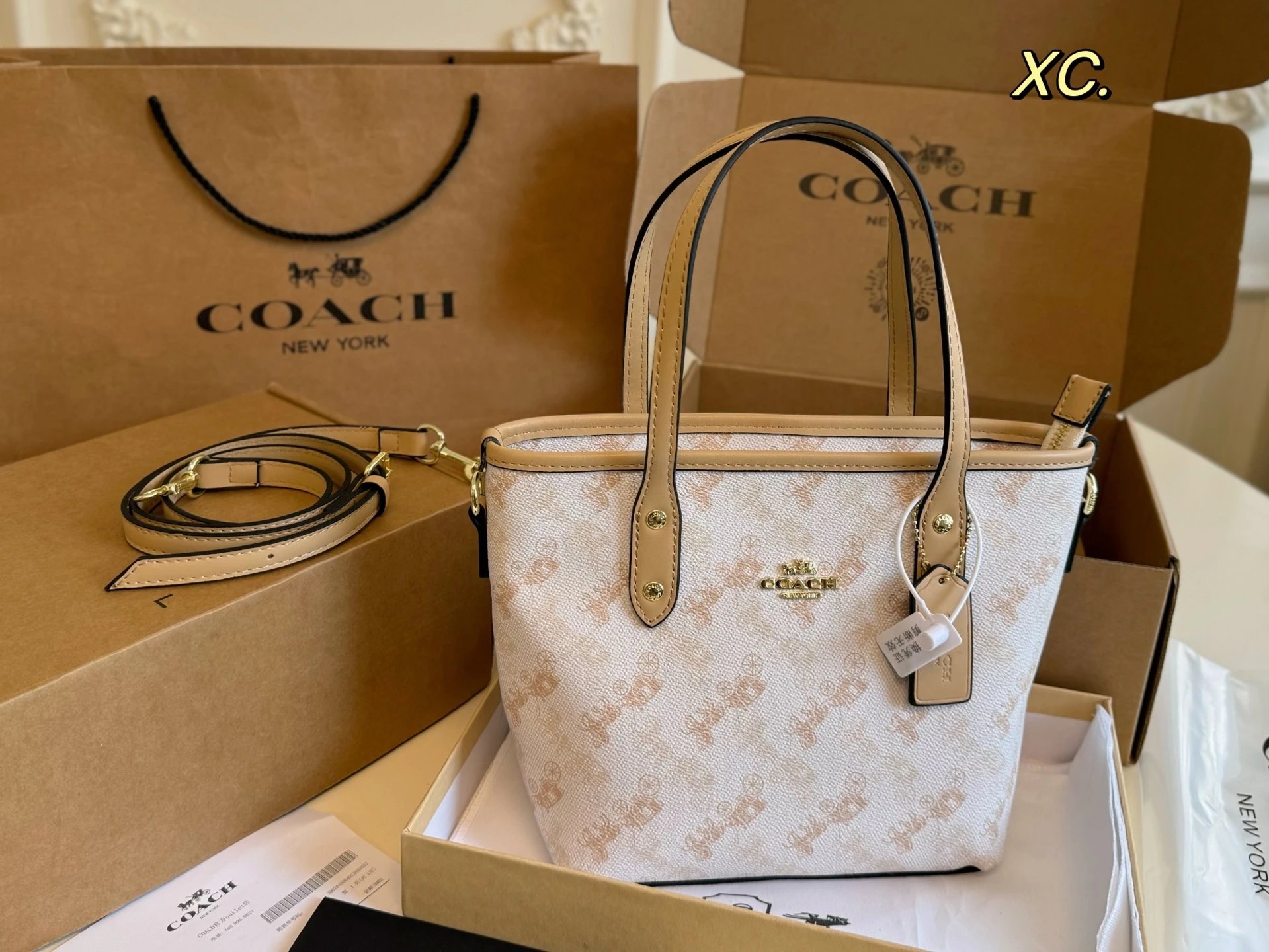 Coach Bucket Bag in Camel Suede with Matching Wristlet Handbags - 6