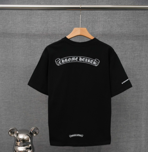 Chrome Hearts Black Floral Cross Print Graphic T-Shirt