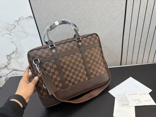 Prada Saffiano Leather Briefcase Black Messenger Bag - 3