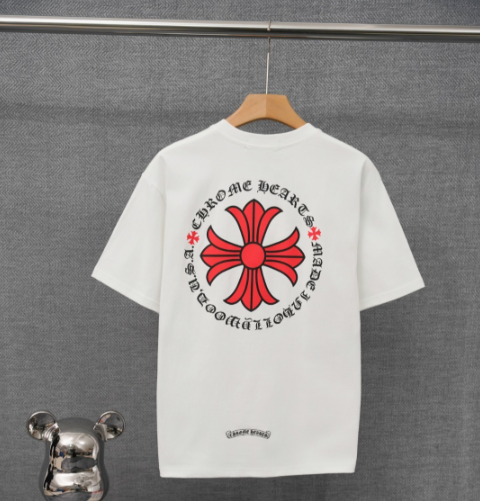 Chrome Hearts Black Floral Cross Print Graphic T-Shirt