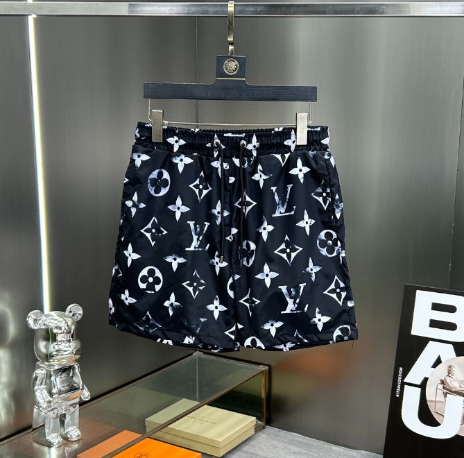 Versace Logo Print White Blue Geometric Pattern Swim Trunks