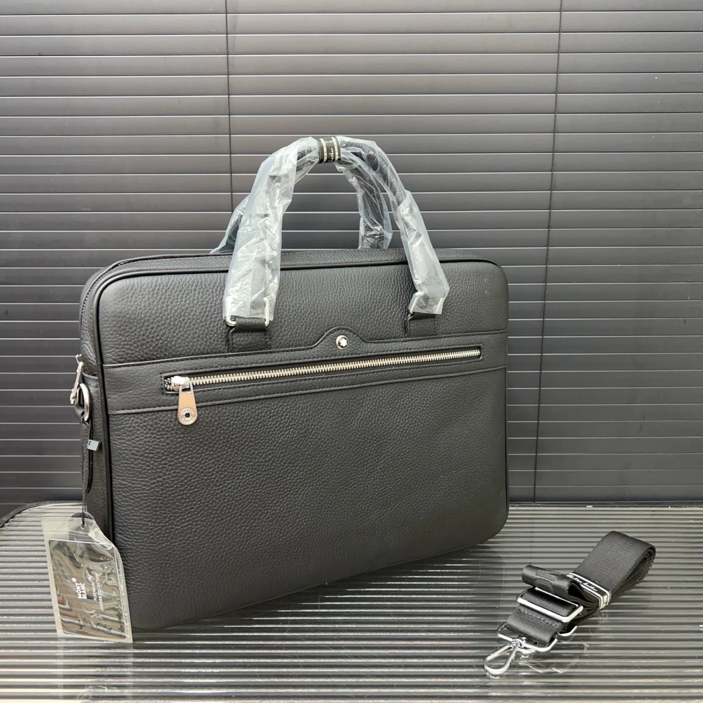 Design Montblanc Meisterstück Leather Briefcase Black Messenger Bag
