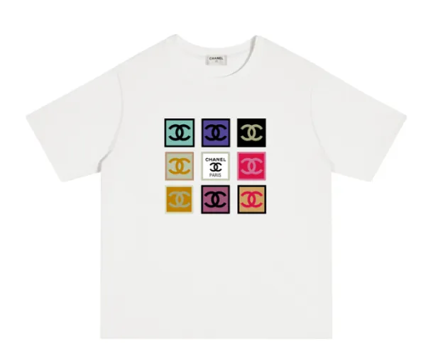 Chanel Multicolor CC Logo Grid T-Shirt - 4