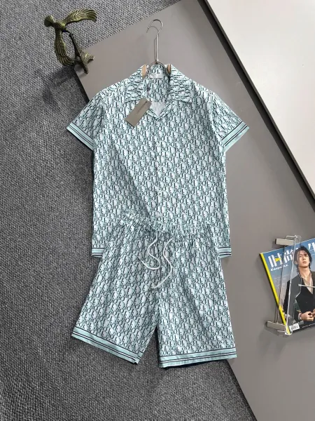 Dior Oblique Print Short-Sleeve Shirt and Shorts Set Black - 8