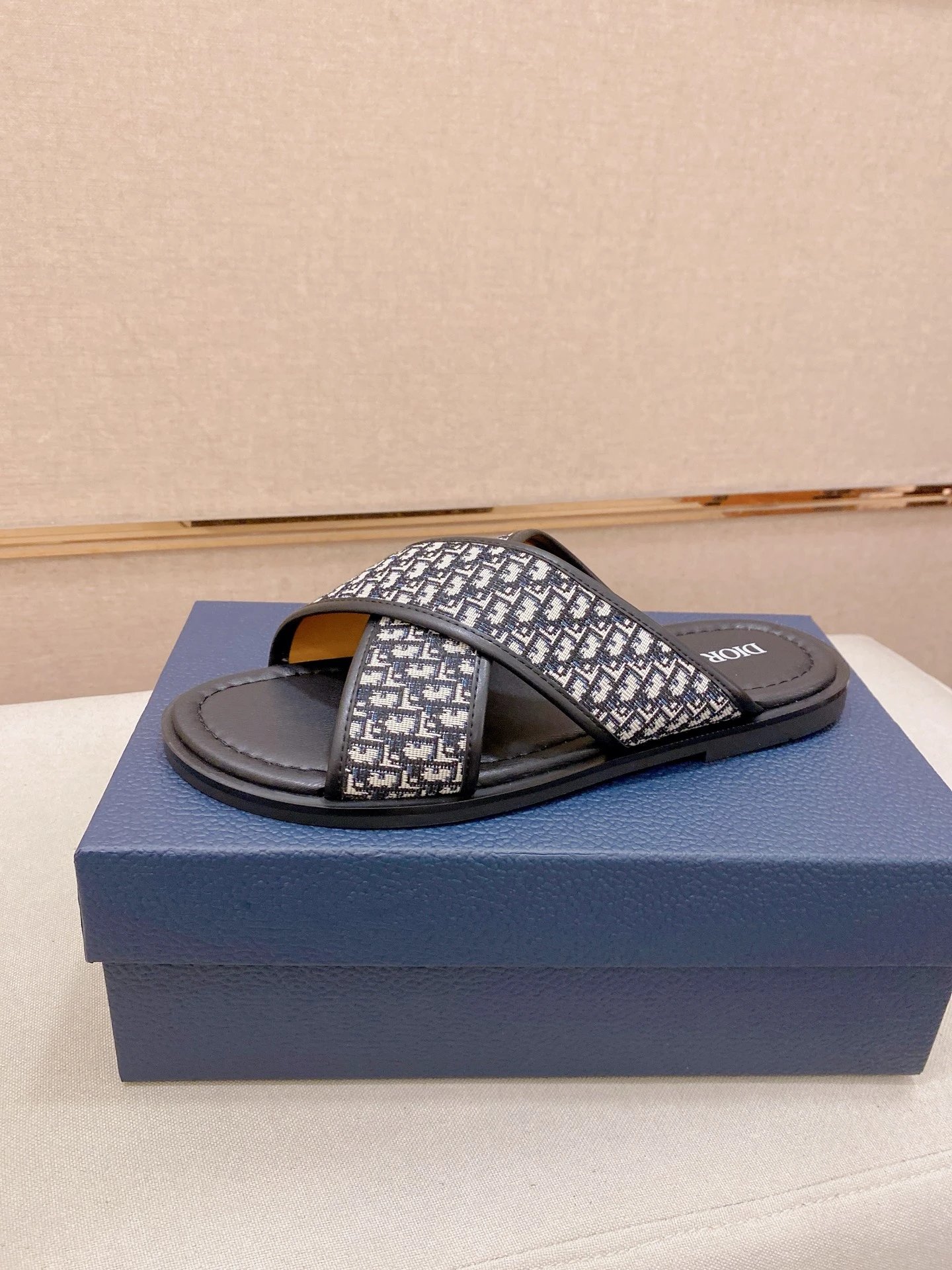 Dior Oblique Print Thong Sandal Black Slippers - 6