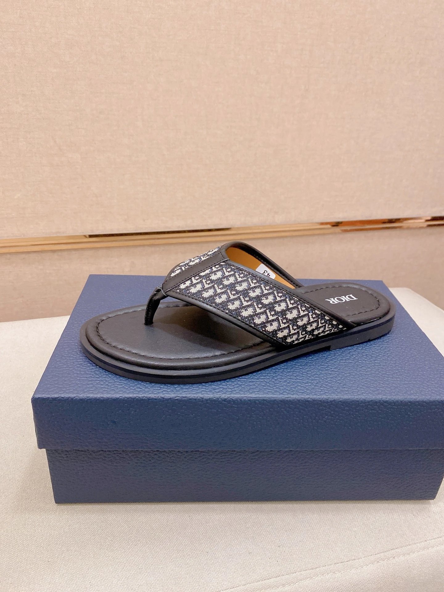 Dior Oblique Print Thong Sandal Black Slippers - 7