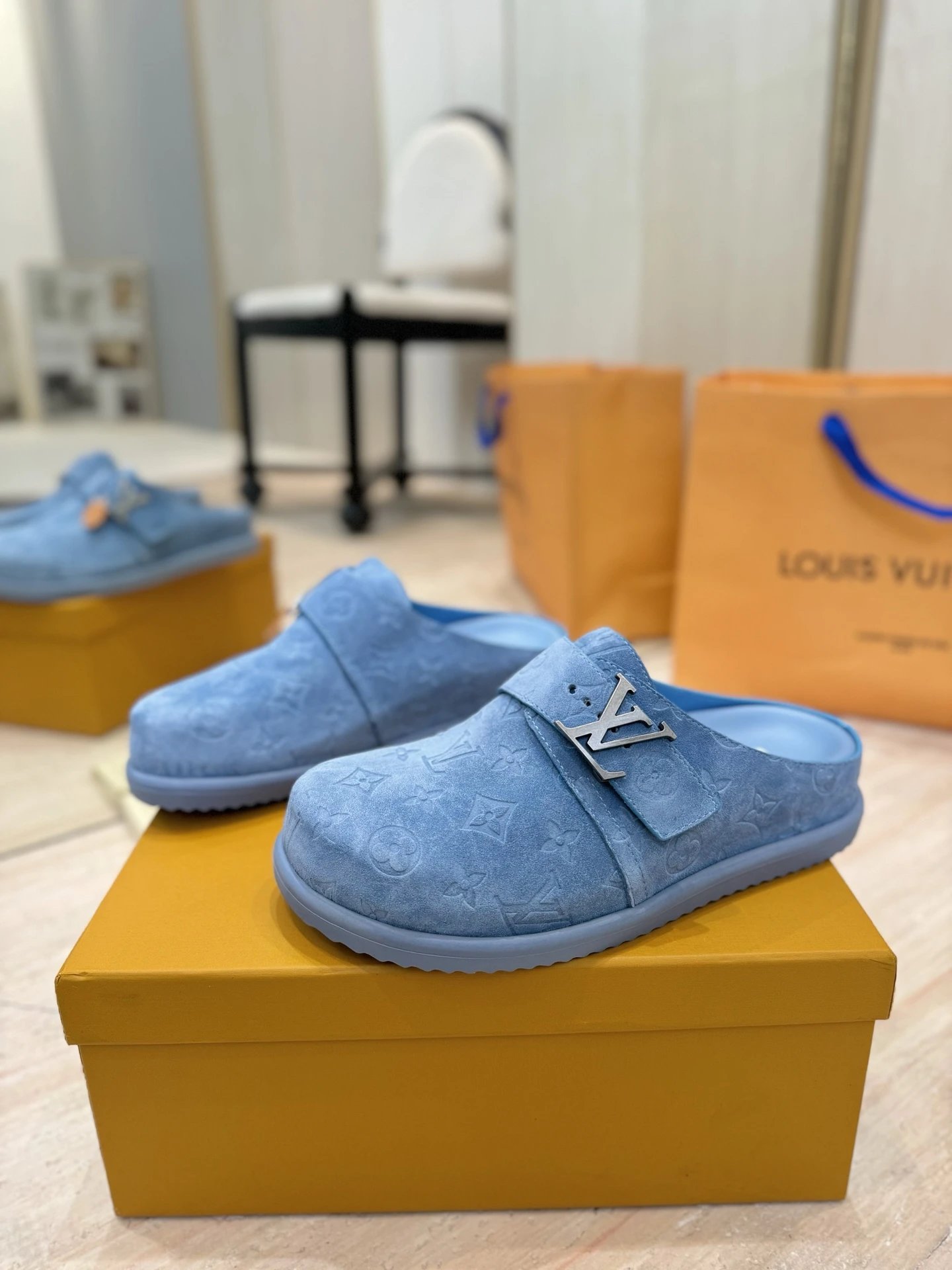 Louis Vuitton Blue Clogs