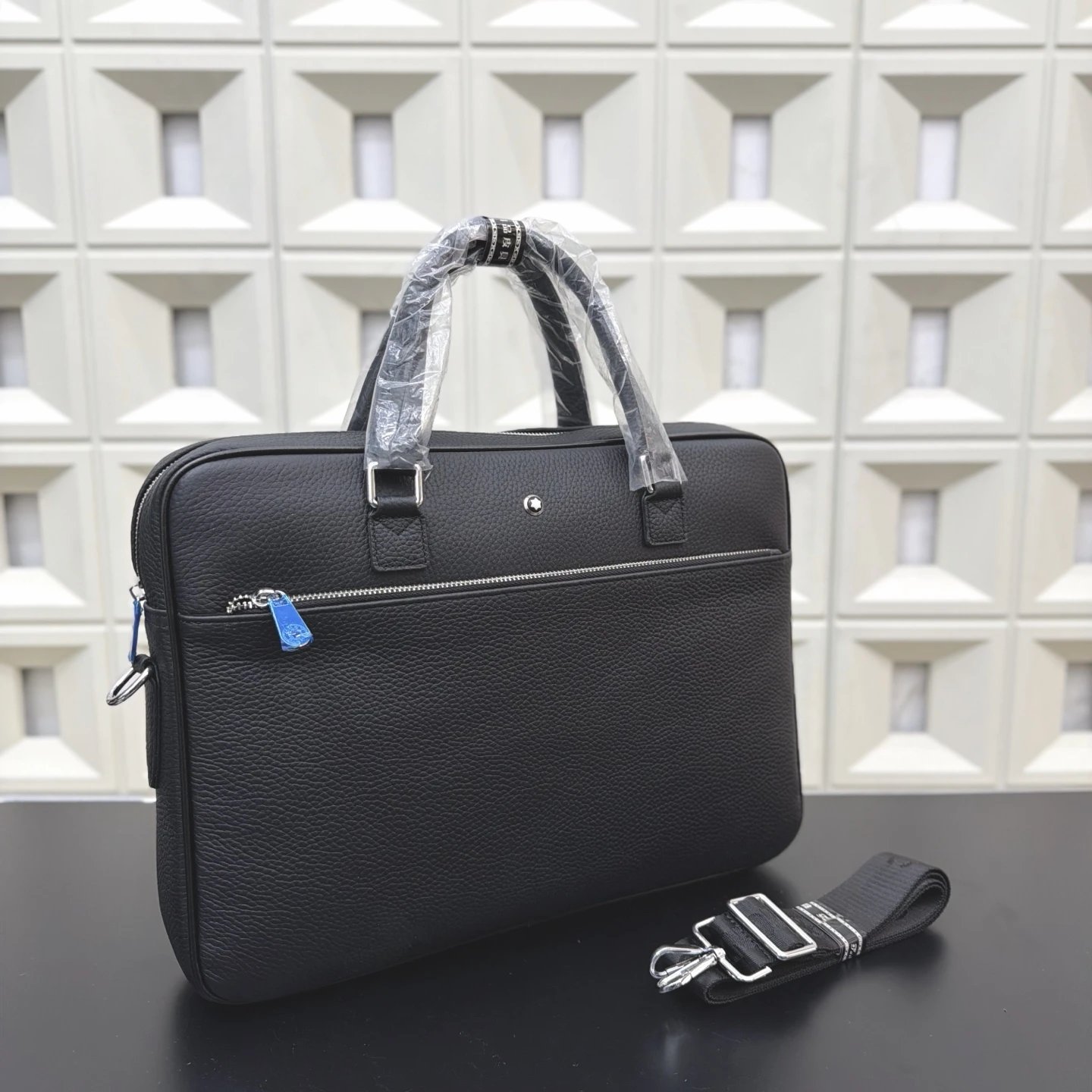 Design Montblanc Meisterstück Soft Grain Leather Briefcase Black Messenger Bag