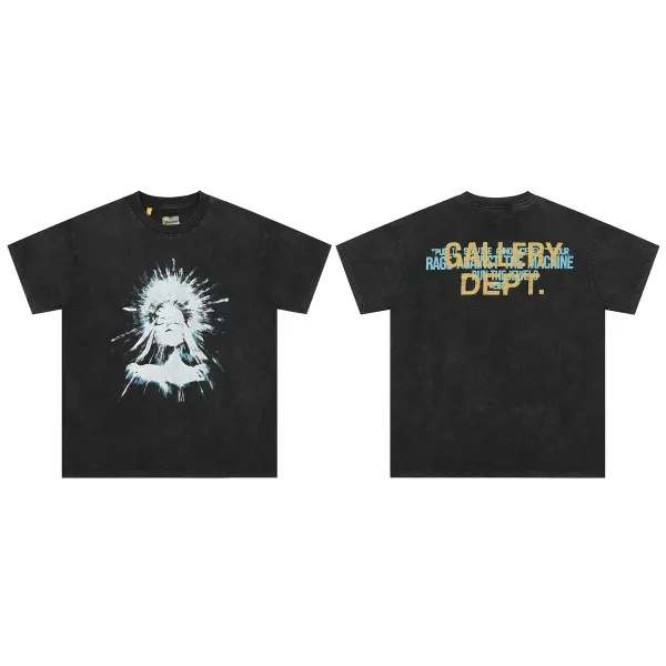 Gallery Dept. Angelic Burst Black Acid Wash T-Shirt - 1