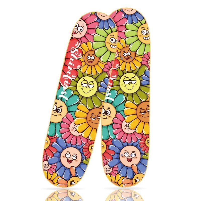 Shinefirst Skateboard Deck Multicolor Cute Ice Cream Pattern