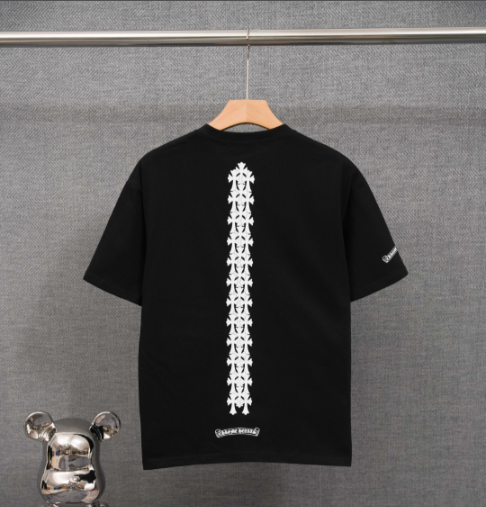 Chrome Hearts Black Floral Cross Print Graphic T-Shirt