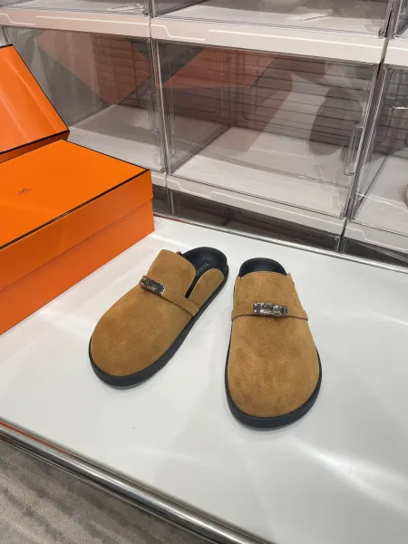 Burberry Horseferry Check Buckle Mule Brown Suede Slippers - 3