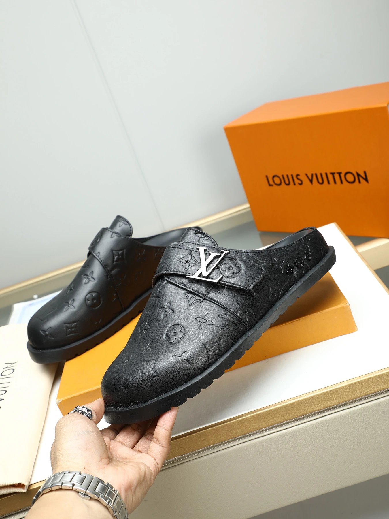 Louis Vuitton Black Mules