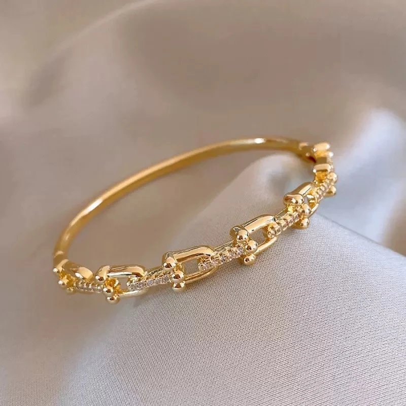 Silver T Bar Crystal Encrusted Bangle Bracelet