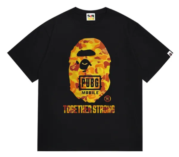 A Bathing Ape x PUBG Mobile Together Strong Camo Print Black T-Shirt - 1