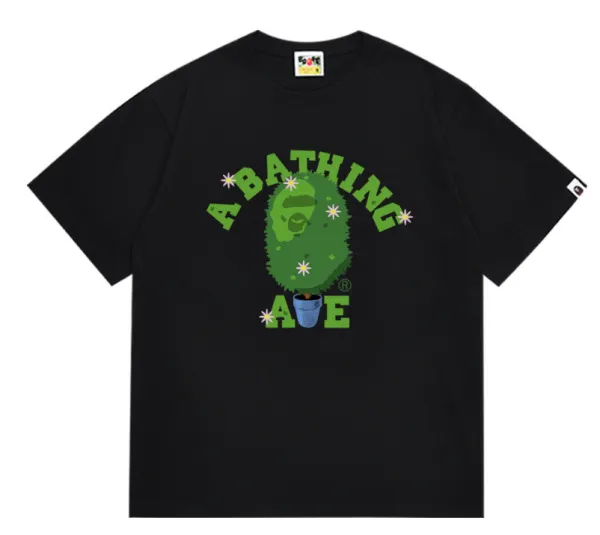 A Bathing Ape Plant Pot Ape Logo Black T-Shirt - 1