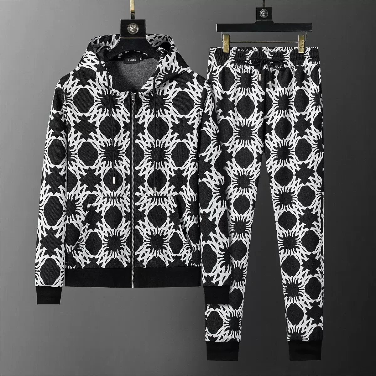 Versace Logo Stripe Black White Sportswear Tracksuit