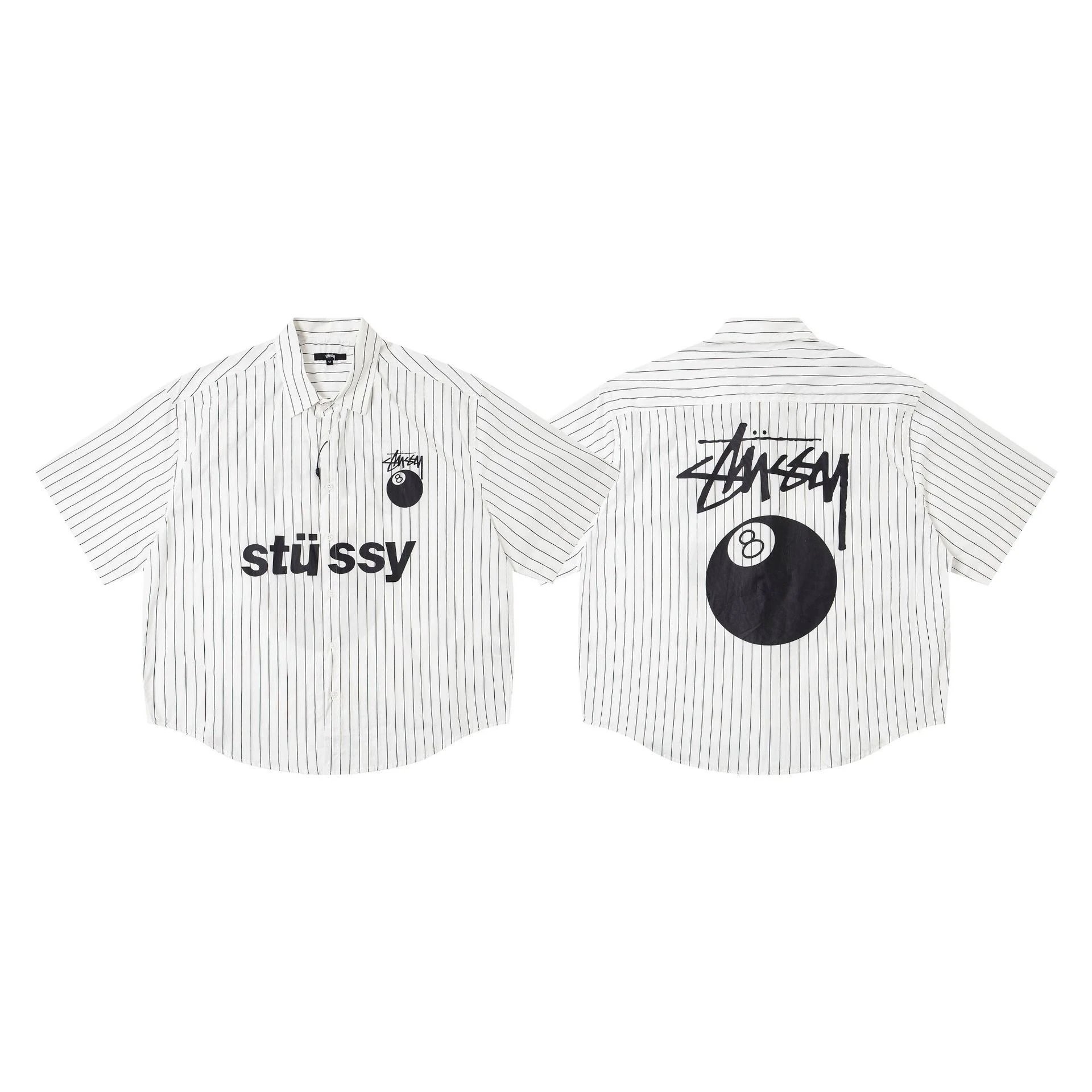 Stussy Checkered Beige Graphic Short Sleeve Shirt