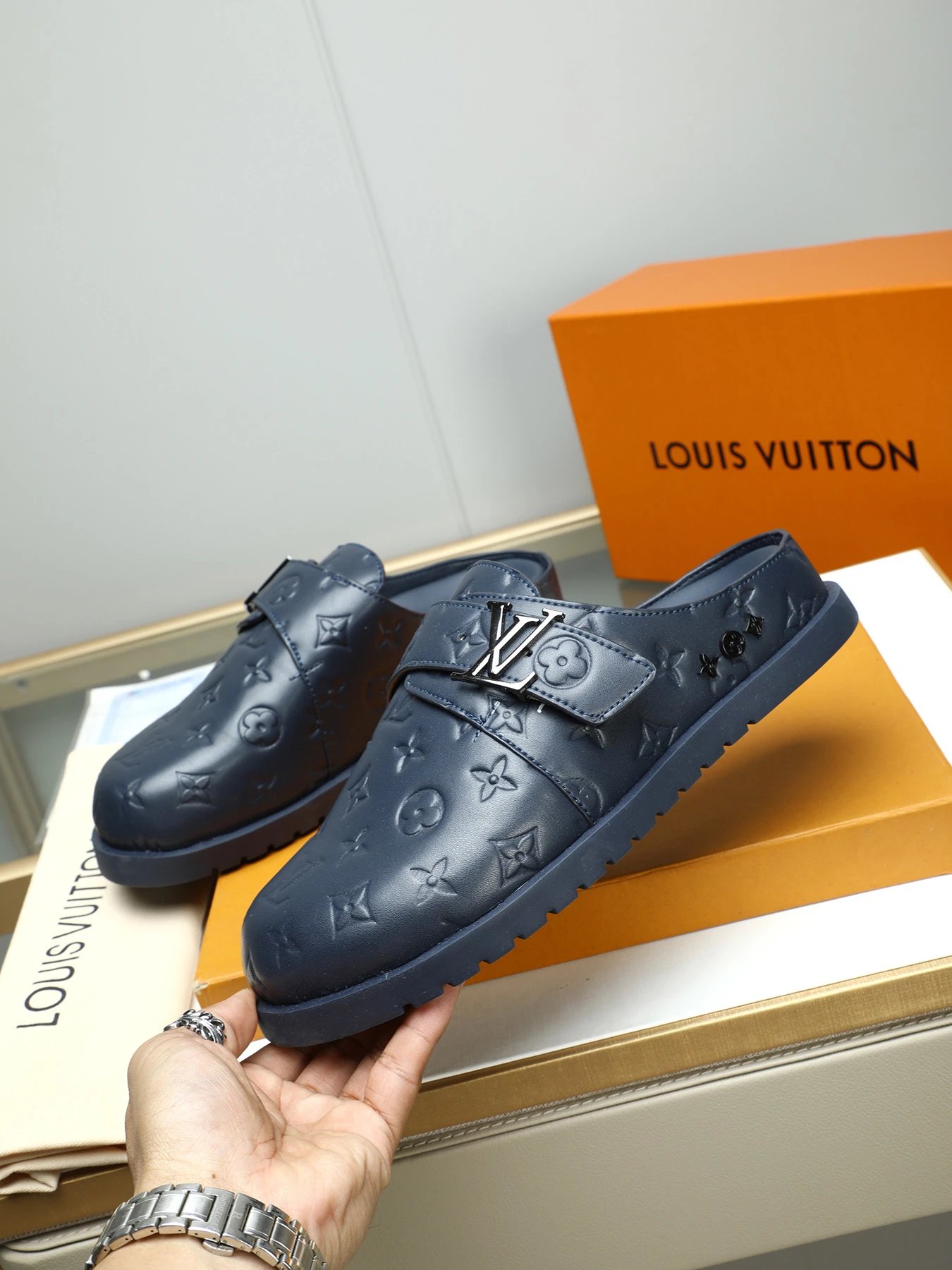 Louis Vuitton Blue Mules Shoes