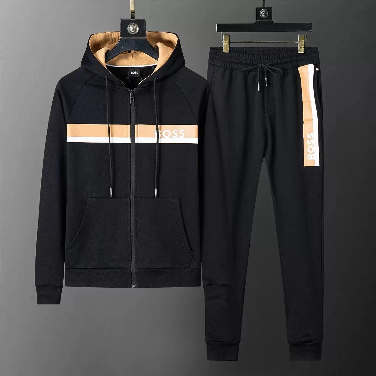 Versace Logo Stripe Black White Sportswear Tracksuit