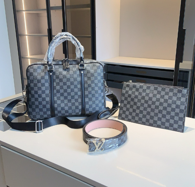 Louis Vuitton Damier Graphite Briefcase, Pouch, and Belt Set Handbags - 5