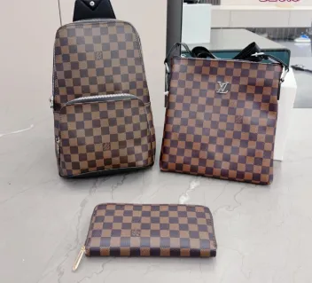 Louis Vuitton Damier Ebène Canvas Backpack, Crossbody Bag, and Zippered Wallet Set - 1