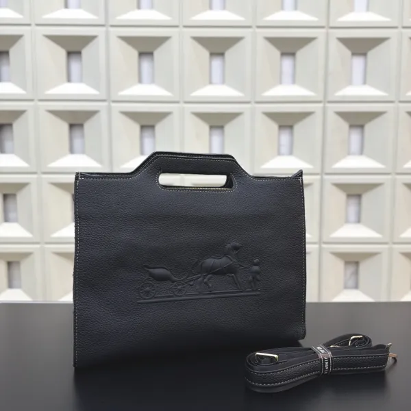 Prada Saffiano Leather Briefcase Black Messenger Bag - 5
