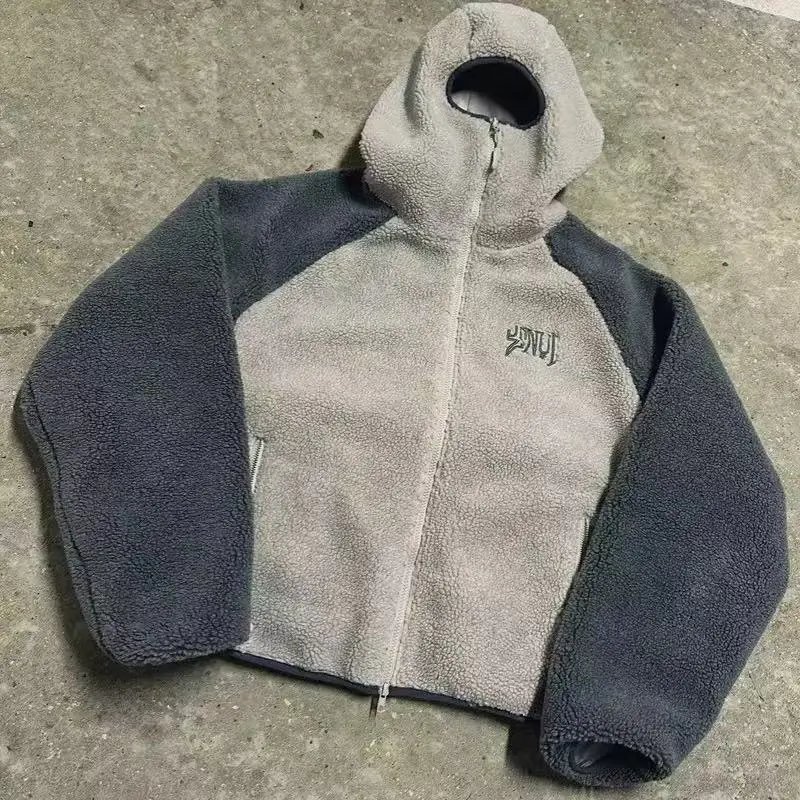 Unbranded Jackets Hooded zip-up sherpa fleece jacket with contrast raglan sleeves image 3