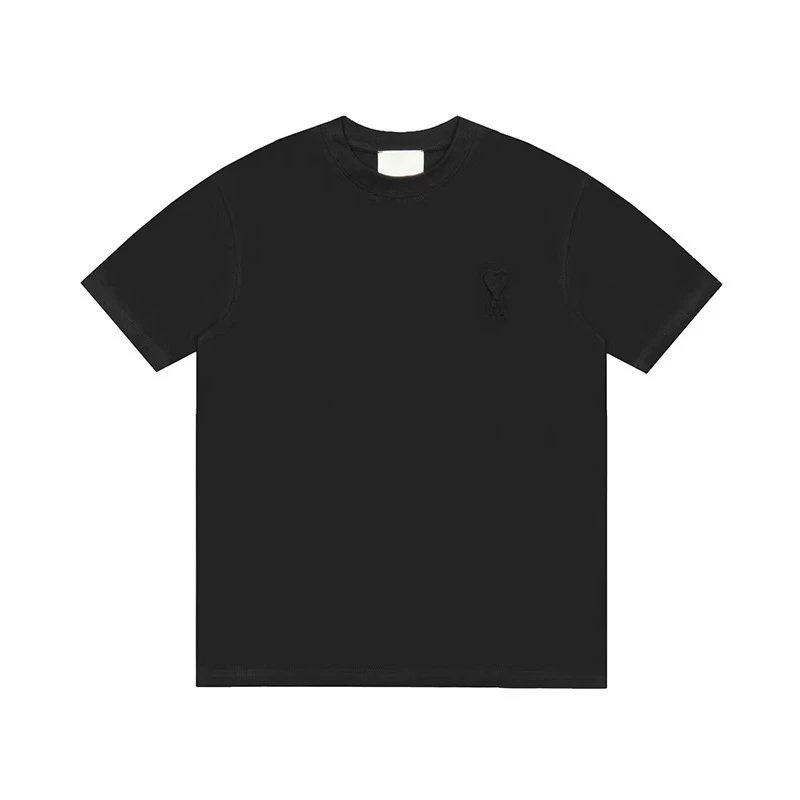 AMI Short Sleeve Letter 25ss New Spring/Summer Fashion Brand Pure Cotton Loose and Versatile