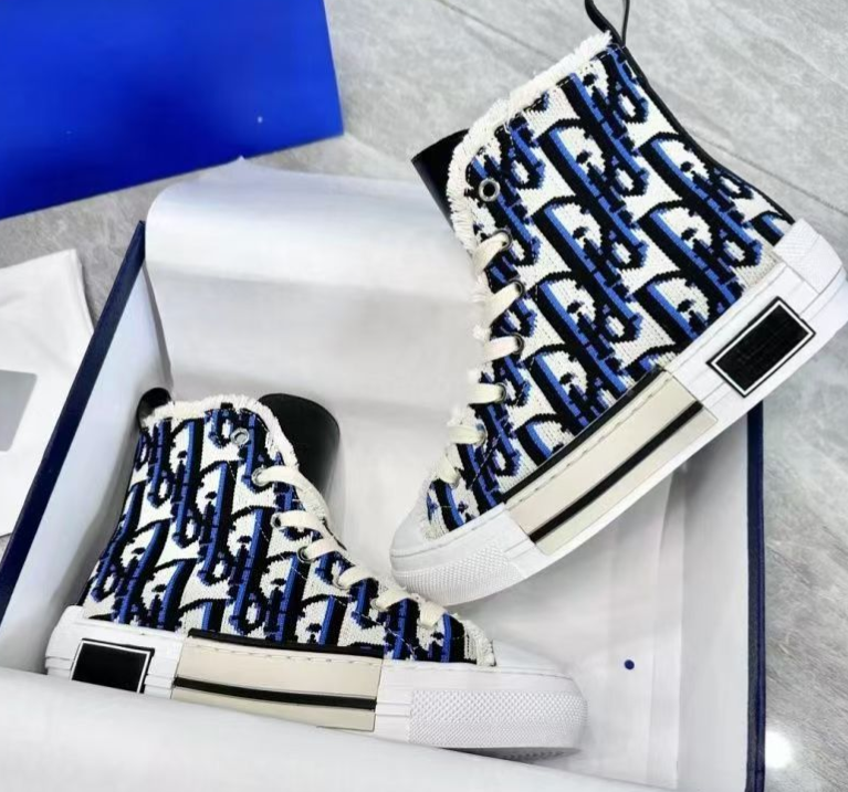 D's B23 high-top canvas breathable mesh letters all-match lace-up casual sneakers