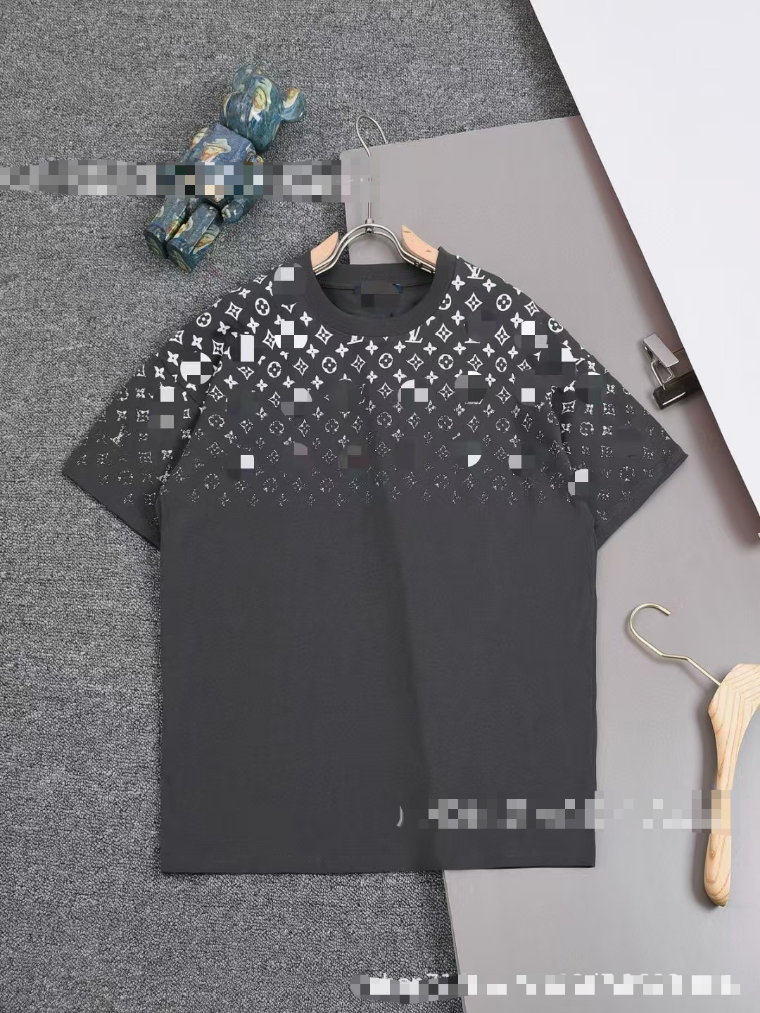 L Monogram Letter Short Sleeve Classic Round Neck Loose T-Shirt for Couples, Men and Women