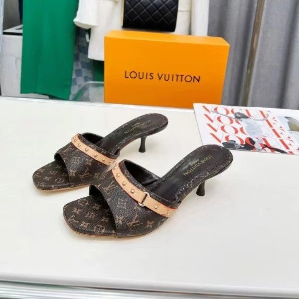 Denim kitten heel sandals, versatile popular letter fashion simple stiletto women's sandals