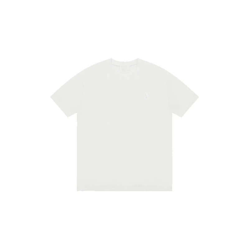 AMI Short Sleeve Letter 25ss New Spring/Summer Fashion Brand Pure Cotton Loose and Versatile