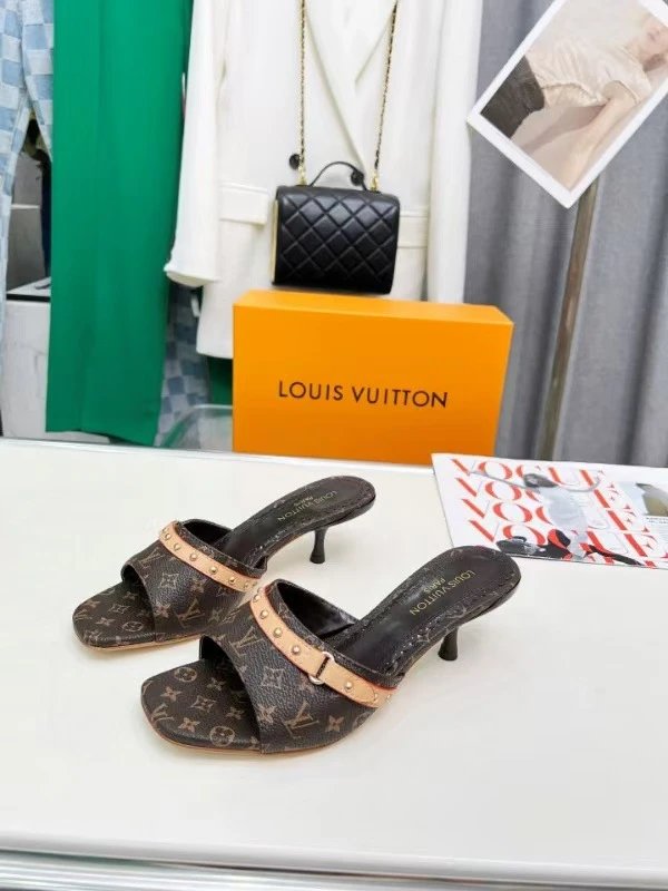 Denim kitten heel sandals, versatile popular letter fashion simple stiletto women's sandals