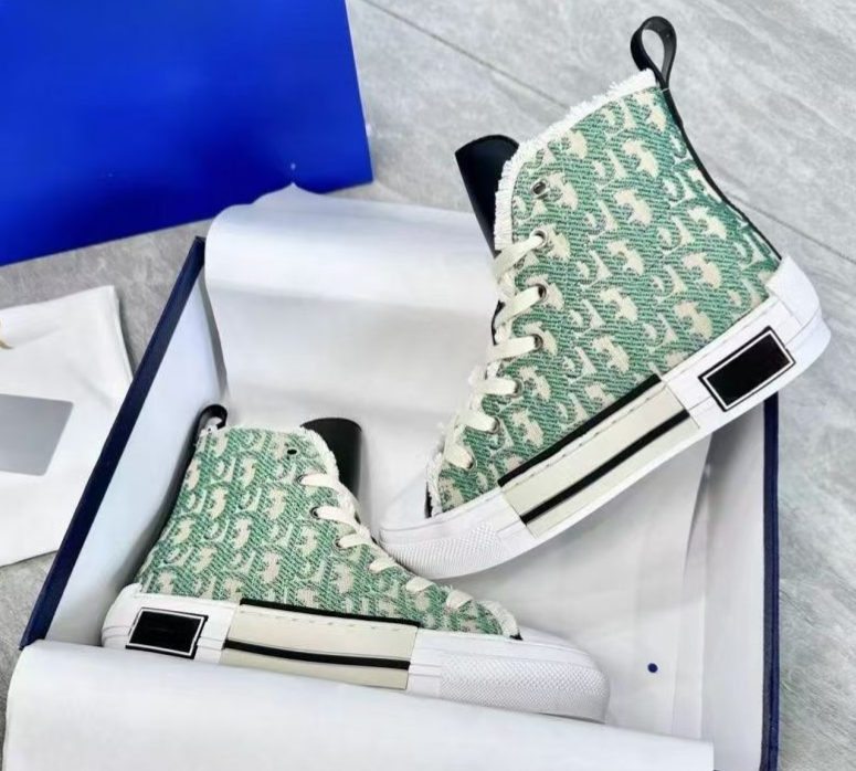 D's B23 high-top canvas breathable mesh letters all-match lace-up casual sneakers