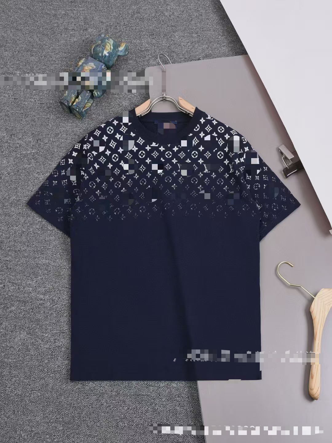 L Monogram Letter Short Sleeve Classic Round Neck Loose T-Shirt for Couples, Men and Women