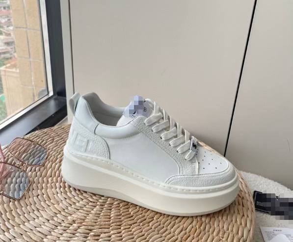 Chanel style biscuit shoes platform thick-soled white shoes with lace-up sneakers for women