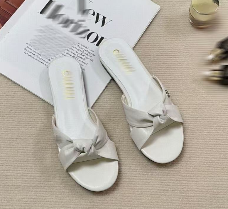 Cool women's outer wear fashion summer sexy round toe open toe bow beach flat support