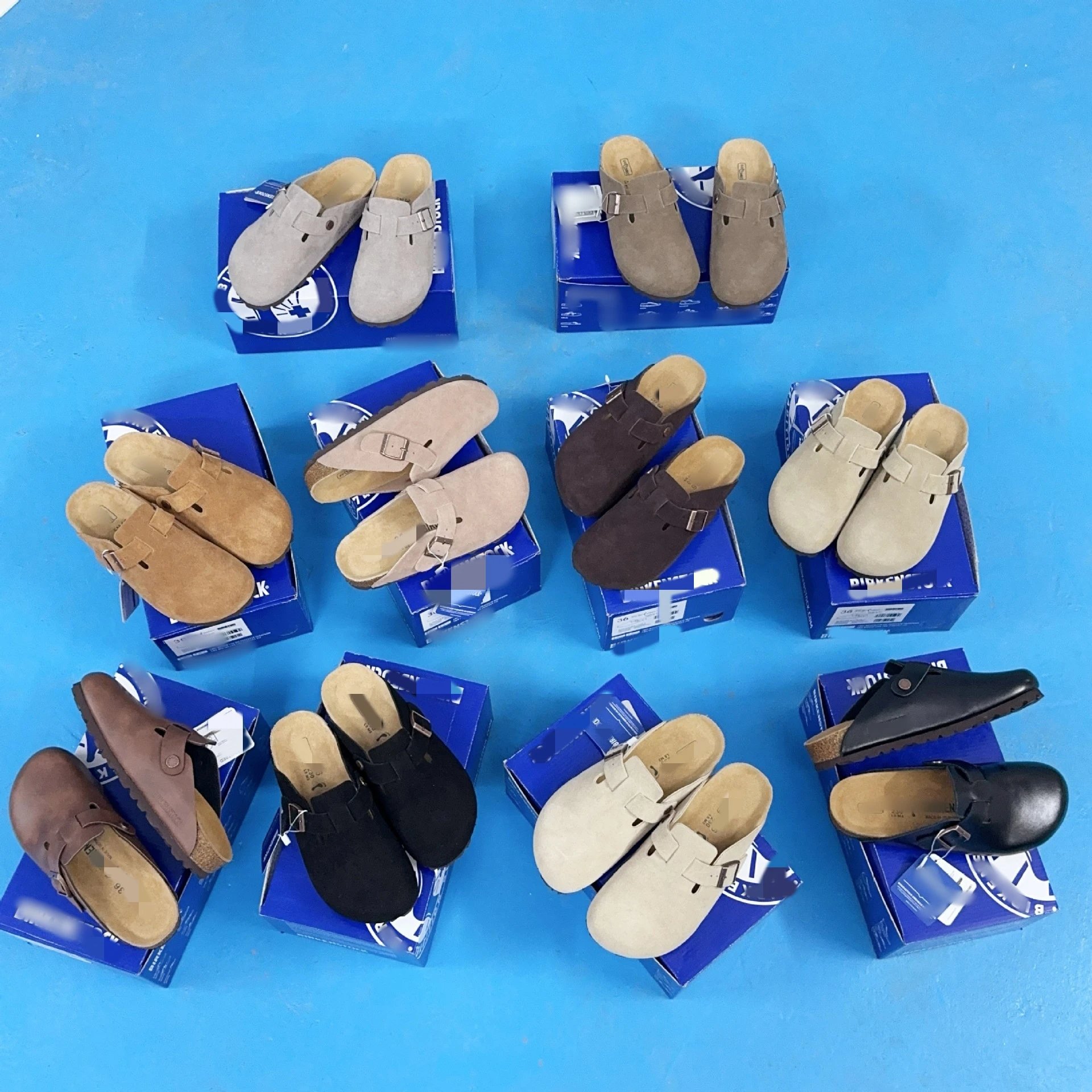 BK genuine leather thick-soled Birkenstocks women's high-heeled closed-toe slippers