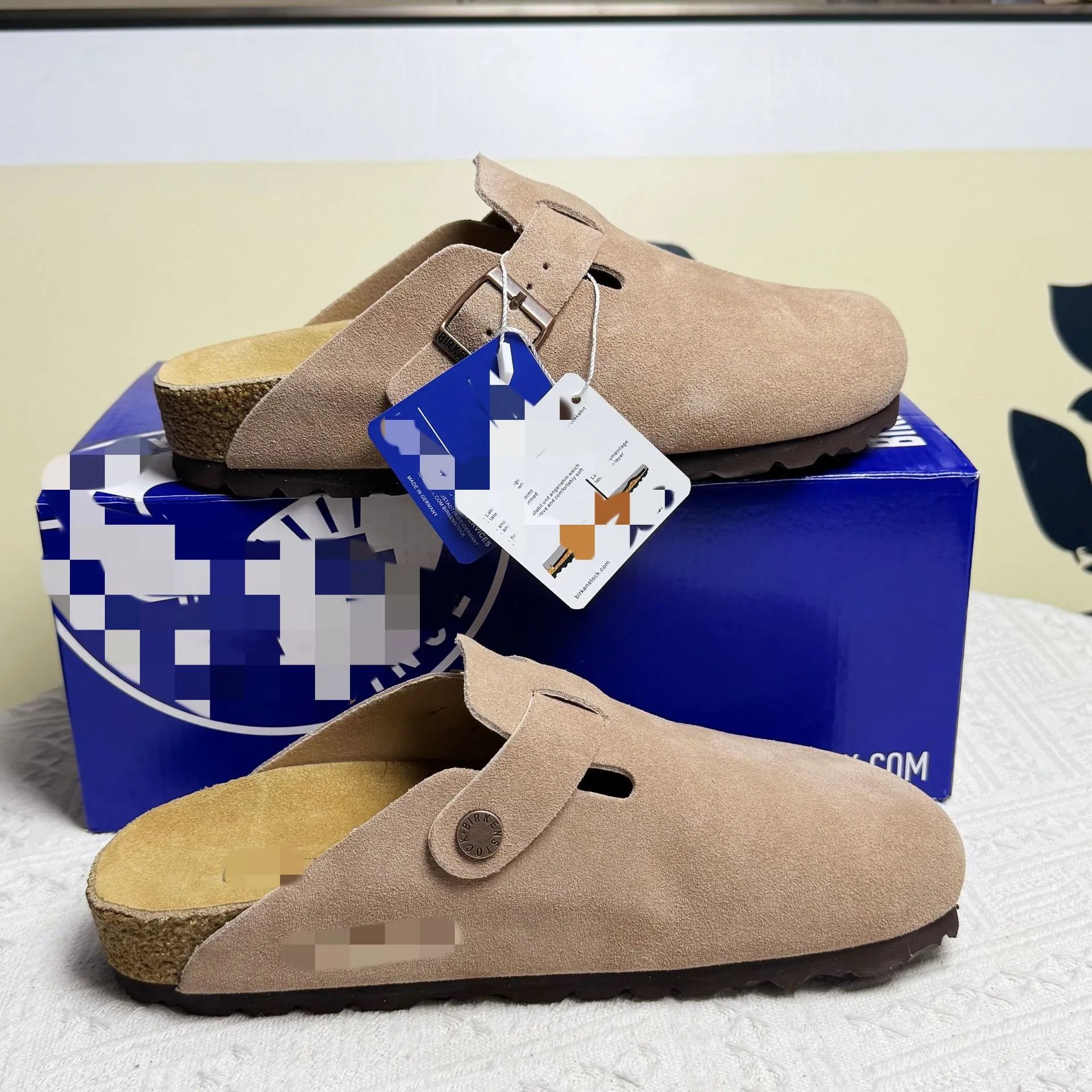 BK genuine leather thick-soled Birkenstocks women's high-heeled closed-toe slippers