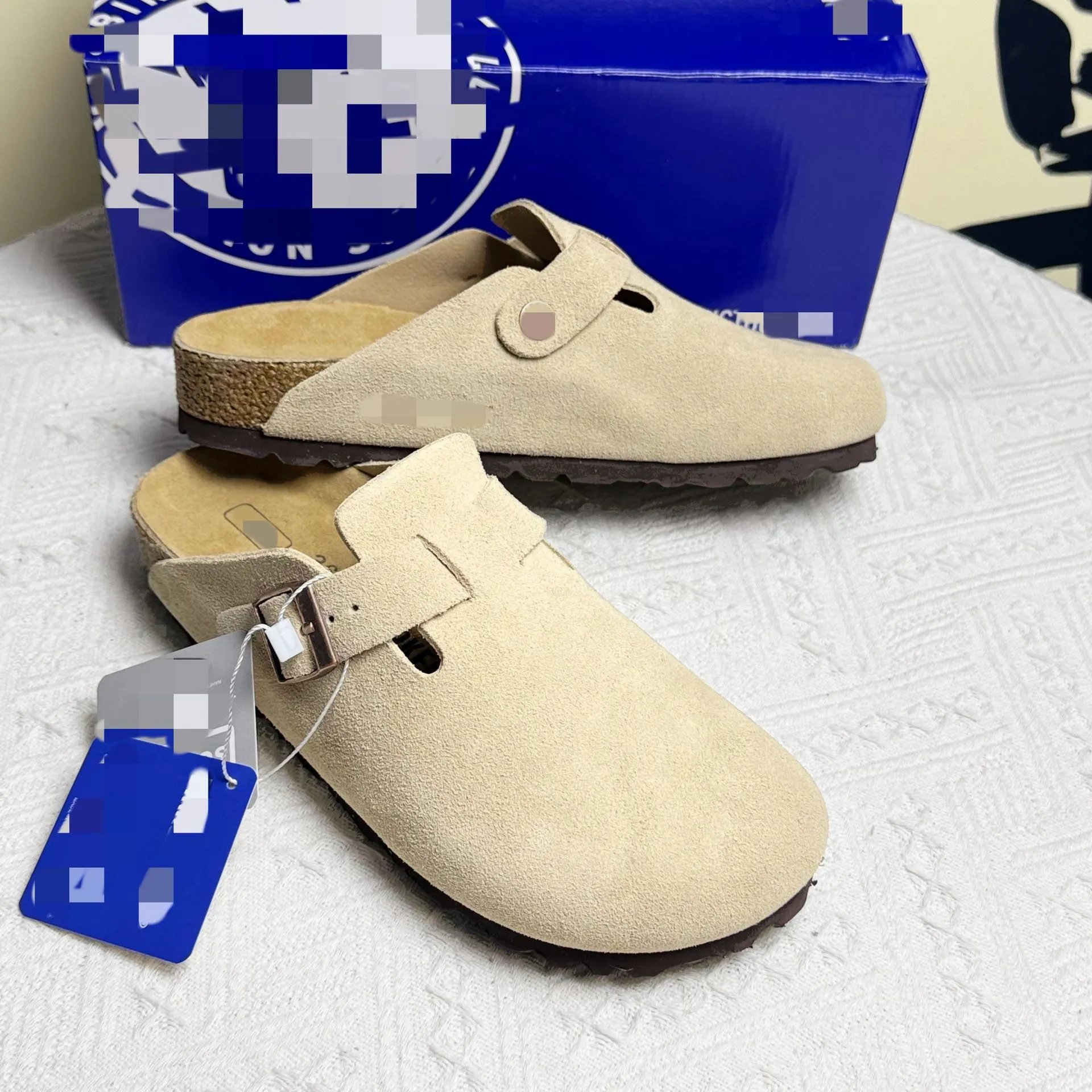 BK genuine leather thick-soled Birkenstocks women's high-heeled closed-toe slippers
