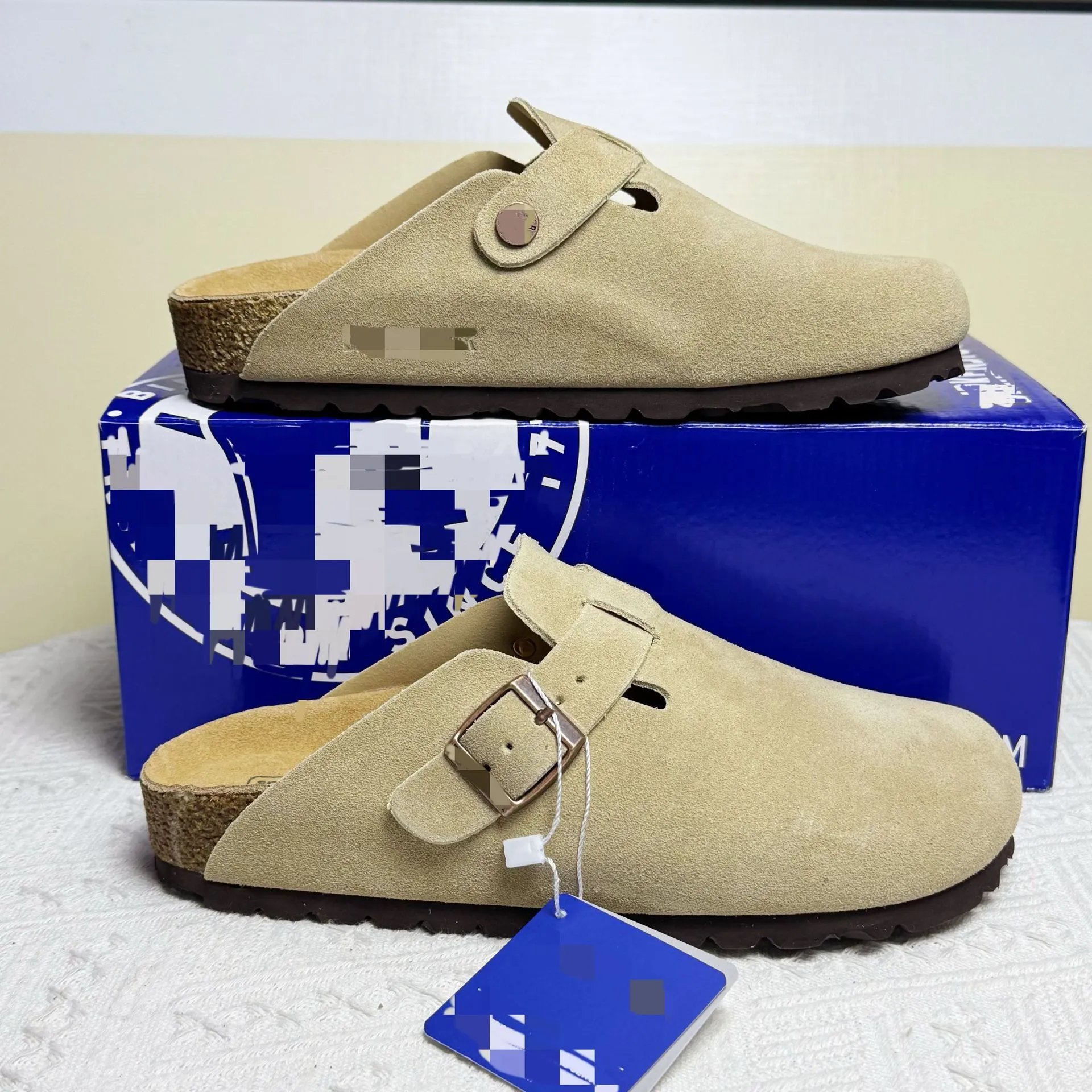 BK genuine leather thick-soled Birkenstocks women's high-heeled closed-toe slippers