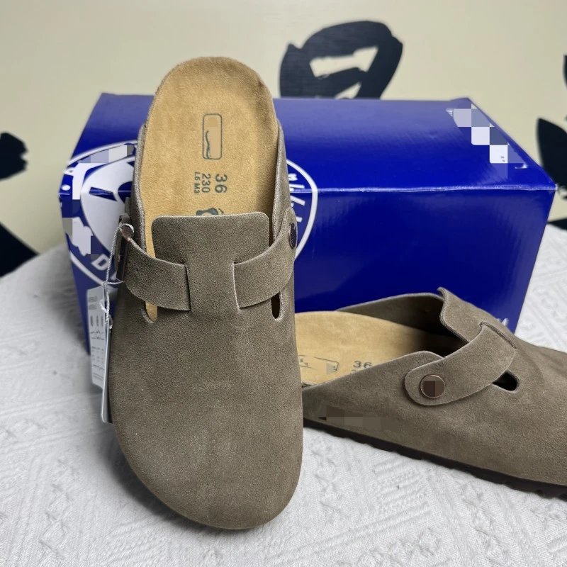 BK genuine leather thick-soled Birkenstocks women's high-heeled closed-toe slippers